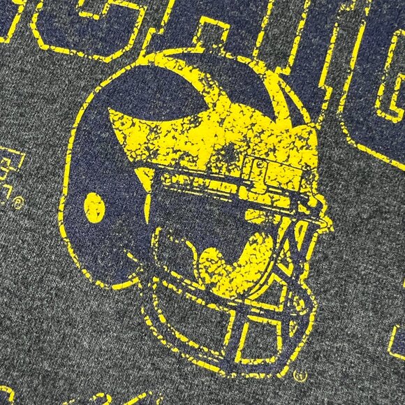 Y2K Jerzees Michigan Wolverines Sweatshirt Medium Dark Grey Distressed Hoodie - Picture 4 of 16